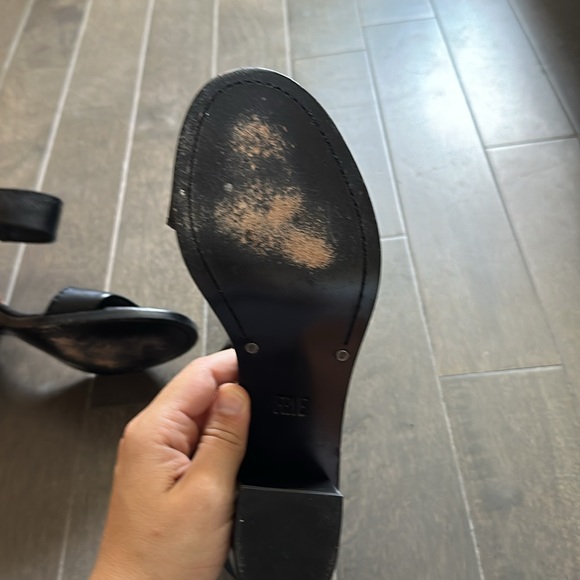 Frye Black Leather Strappy Heeled Brielle Sandal - Picture 2 of 5